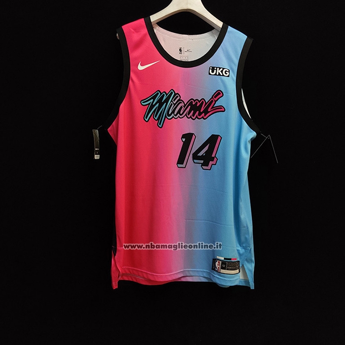 Maglia Miami Heat Tyler Herro #14 Citta 2020-21 Autentico Blu Rosa